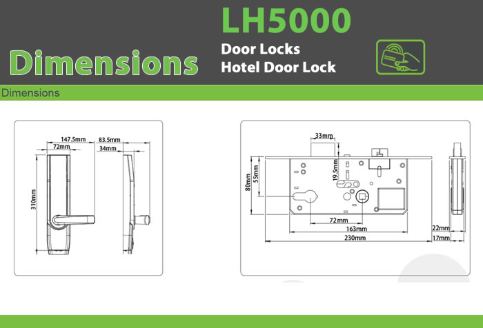 LH5000 Access Control Hotel Door Lock